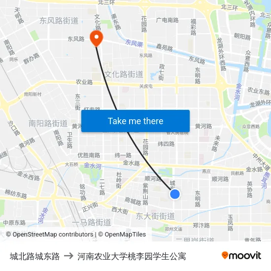 城北路城东路 to 河南农业大学桃李园学生公寓 map