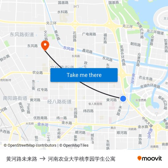 黄河路未来路 to 河南农业大学桃李园学生公寓 map