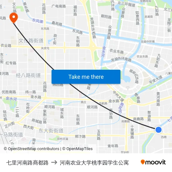 七里河南路商都路 to 河南农业大学桃李园学生公寓 map