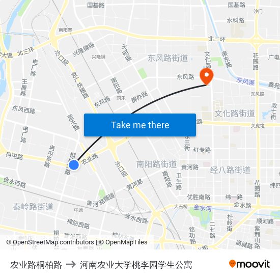 农业路桐柏路 to 河南农业大学桃李园学生公寓 map