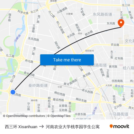 西三环 Xisanhuan to 河南农业大学桃李园学生公寓 map