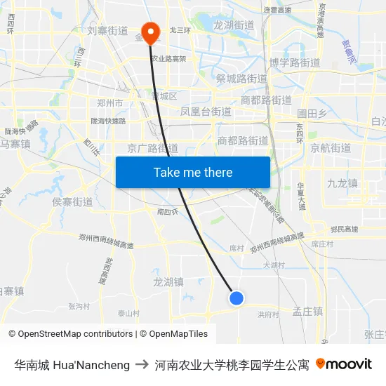 华南城 Hua'Nancheng to 河南农业大学桃李园学生公寓 map