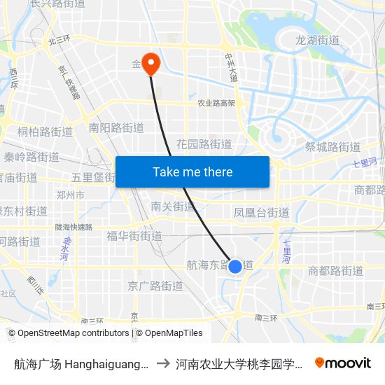 航海广场 Hanghaiguangchang to 河南农业大学桃李园学生公寓 map