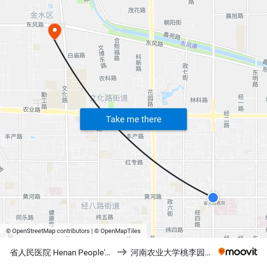 省人民医院 Henan People's Hospital to 河南农业大学桃李园学生公寓 map