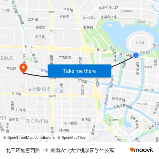 北三环如意西路 to 河南农业大学桃李园学生公寓 map