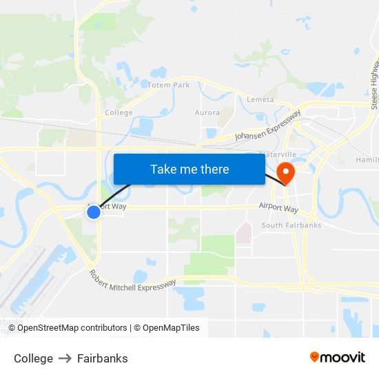 College to Fairbanks map