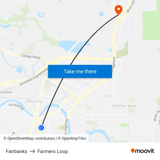Fairbanks to Farmers Loop map