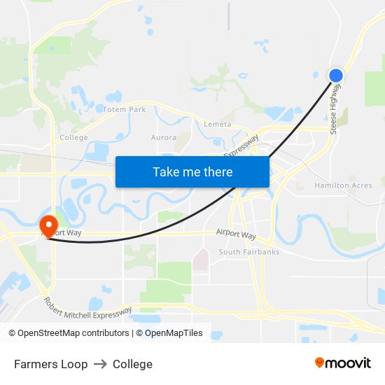 Farmers Loop to College map