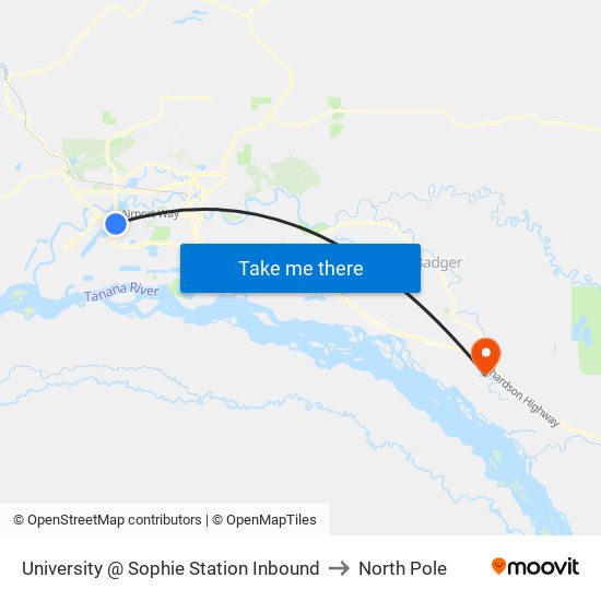 University @ Sophie Station Inbound to North Pole map