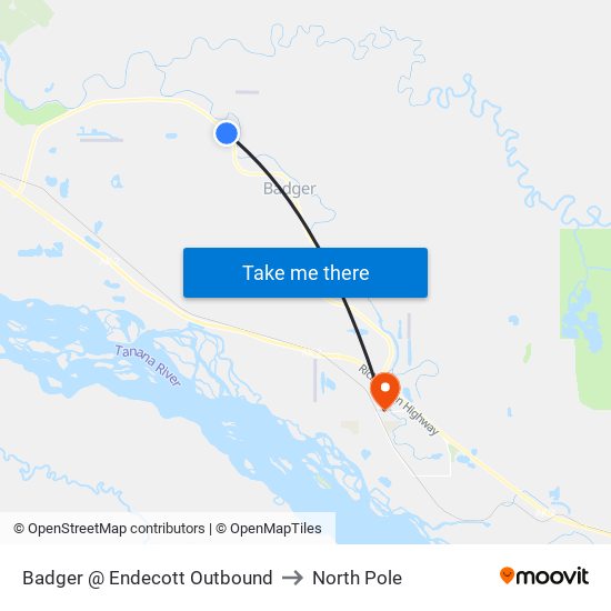 Badger @ Endecott Outbound to North Pole map