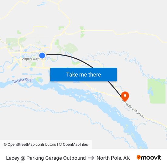 Lacey @ Parking Garage Outbound to North Pole, AK map