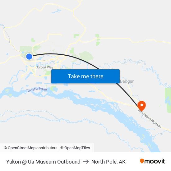 Yukon @ Ua Museum Outbound to North Pole, AK map