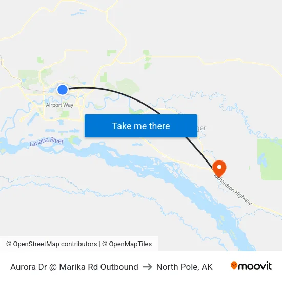 Aurora Dr @ Marika Rd Outbound to North Pole, AK map
