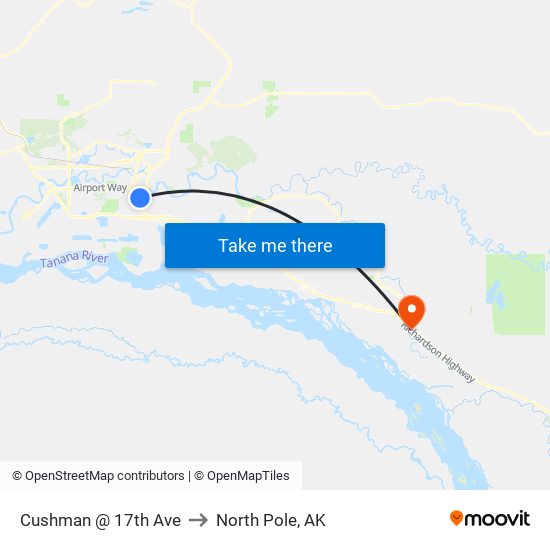 Cushman @ 17th Ave to North Pole, AK map