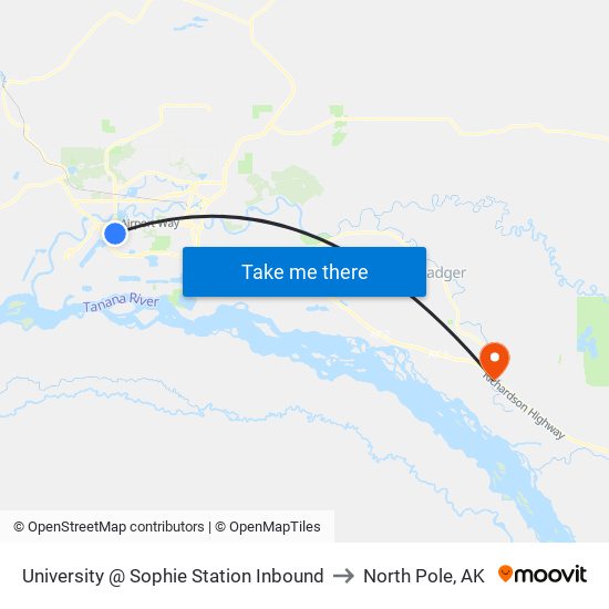 University @ Sophie Station Inbound to North Pole, AK map