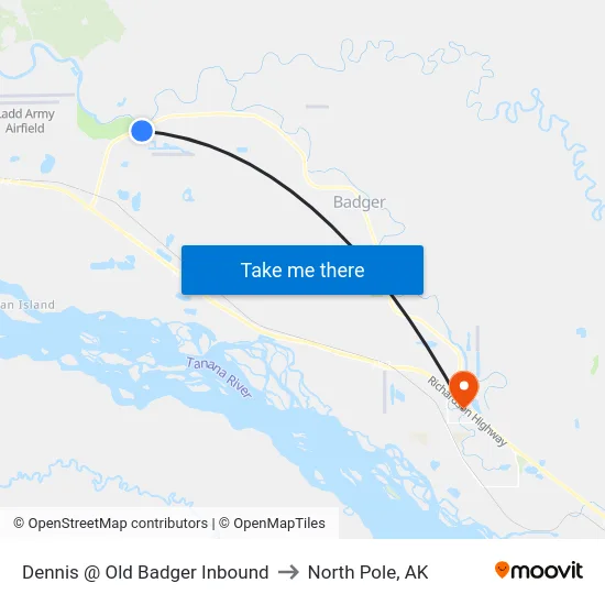 Dennis @ Old Badger Inbound to North Pole, AK map