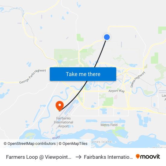 Farmers Loop @ Viewpointe Dr Outbound to Fairbanks International Airport map