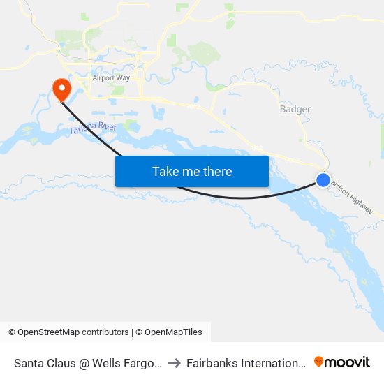 Santa Claus @ Wells Fargo Outbound to Fairbanks International Airport map