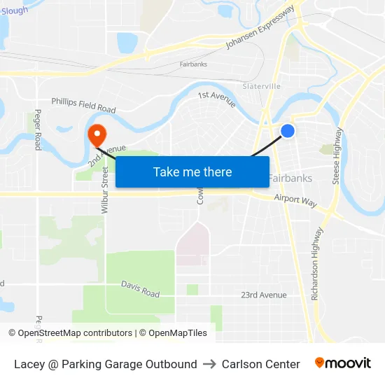 Lacey @ Parking Garage Outbound to Carlson Center map