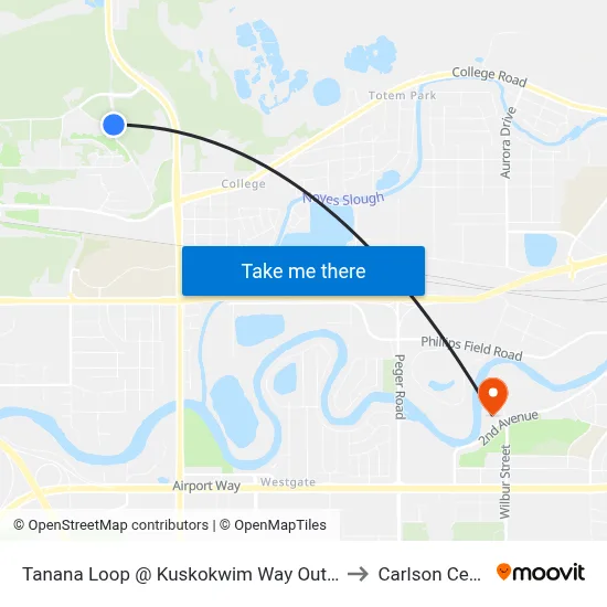 Tanana Loop @ Kuskokwim Way Outbound to Carlson Center map