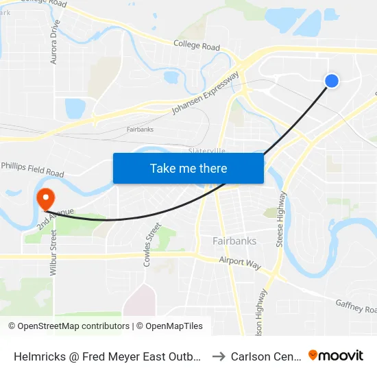 Helmricks @ Fred Meyer East Outbound to Carlson Center map