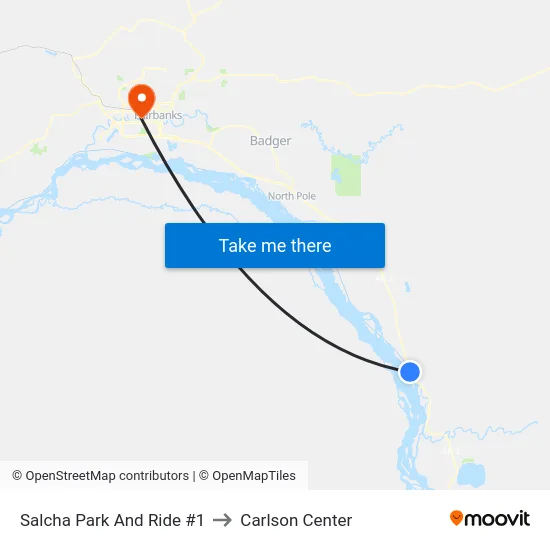 Salcha Park And Ride #1 to Carlson Center map