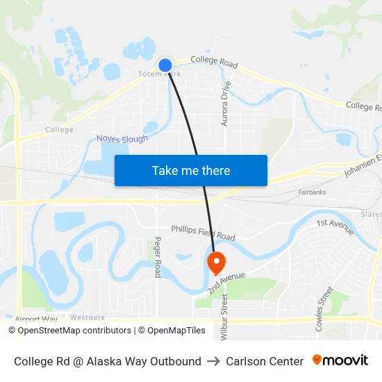 College Rd @ Alaska Way Outbound to Carlson Center map