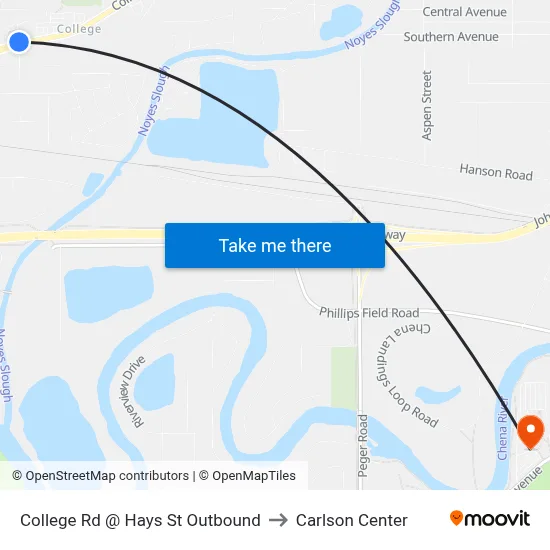 College Rd @ Hays St Outbound to Carlson Center map