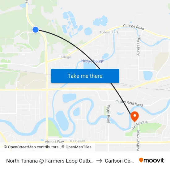 North Tanana @ Farmers Loop Outbound to Carlson Center map