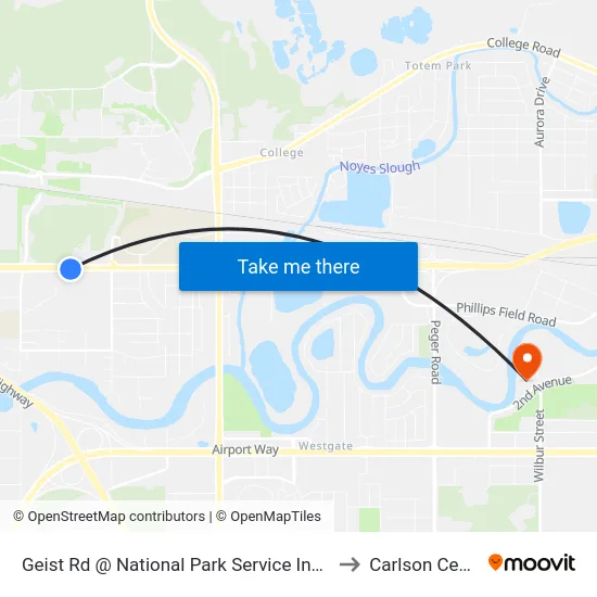 Geist Rd @ National Park Service Inbound to Carlson Center map