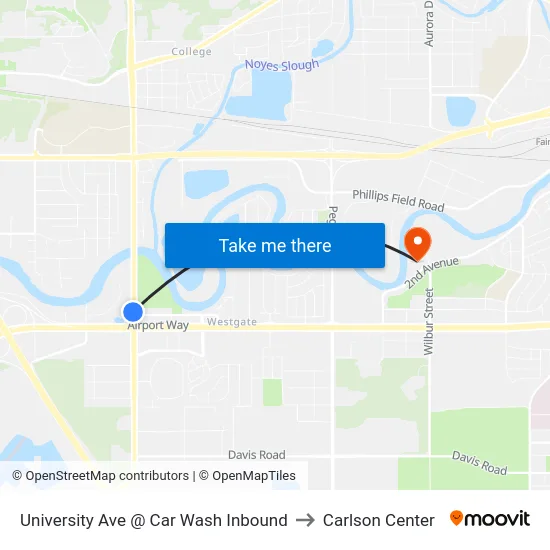 University Ave @ Car Wash Inbound to Carlson Center map