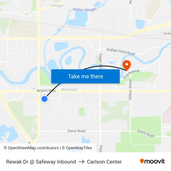 Rewak Dr @ Safeway Inbound to Carlson Center map