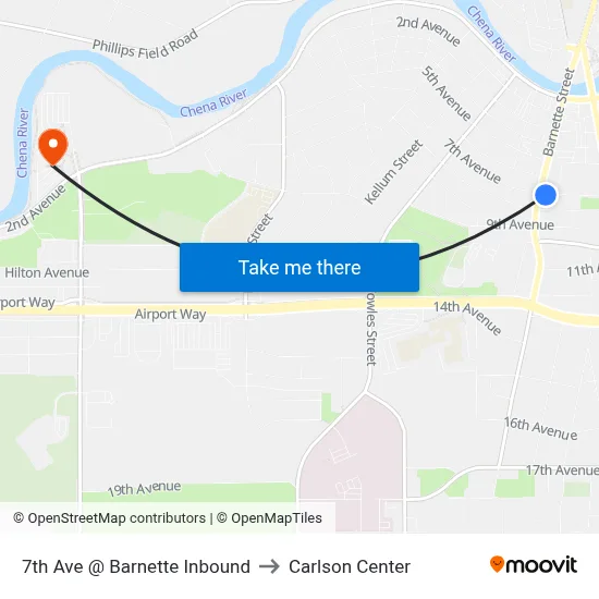7th Ave @ Barnette Inbound to Carlson Center map