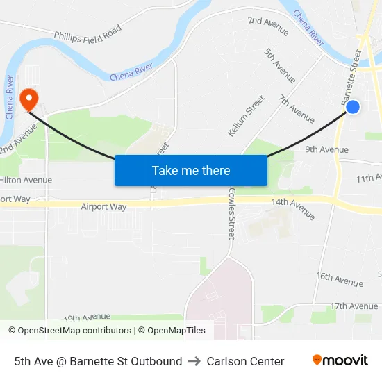 5th Ave @ Barnette St Outbound to Carlson Center map