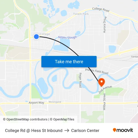 College Rd @ Hess St Inbound to Carlson Center map