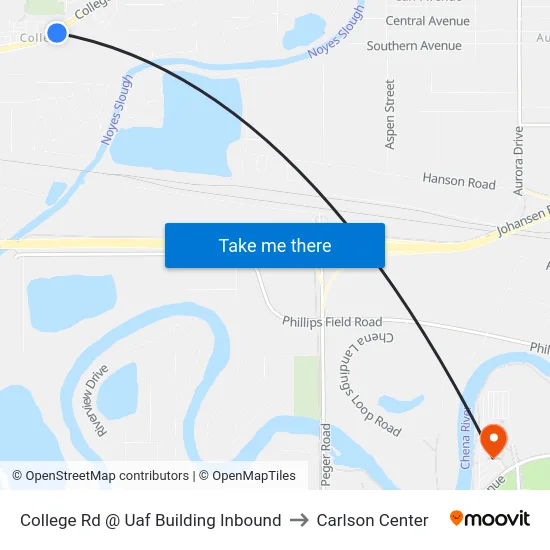 College Rd @ Uaf Building Inbound to Carlson Center map
