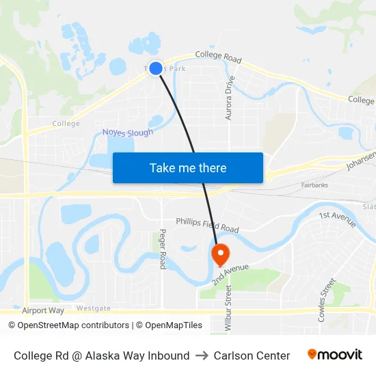 College Rd @ Alaska Way Inbound to Carlson Center map
