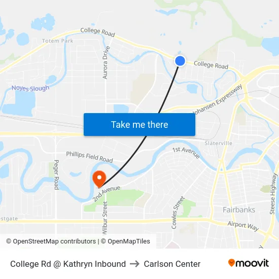 College Rd @ Kathryn Inbound to Carlson Center map