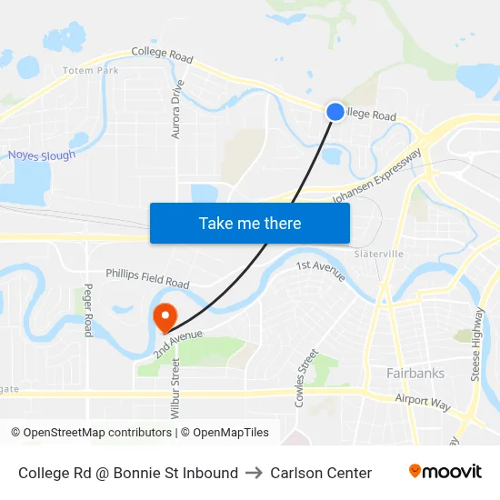 College Rd @ Bonnie St Inbound to Carlson Center map
