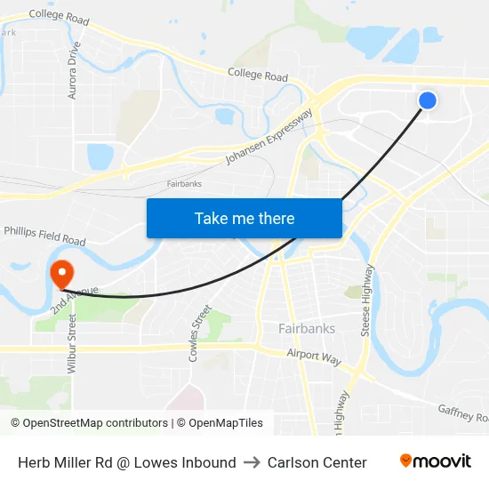 Herb Miller Rd @ Lowes Inbound to Carlson Center map