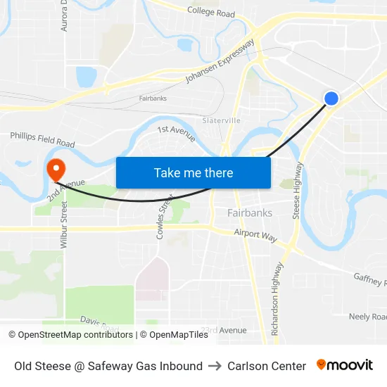 Old Steese @ Safeway Gas Inbound to Carlson Center map