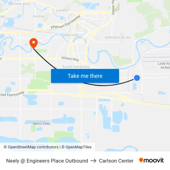 Neely @ Engineers Place Outbound to Carlson Center map