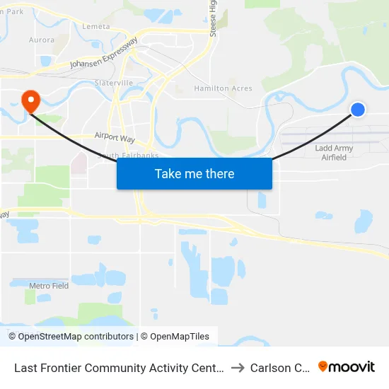 Last Frontier Community Activity Center Outbound to Carlson Center map
