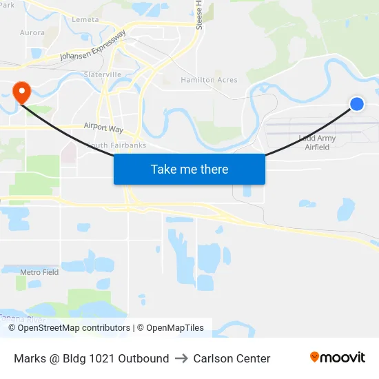 Marks @ Bldg 1021 Outbound to Carlson Center map