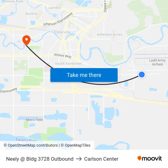 Neely @ Bldg 3728 Outbound to Carlson Center map