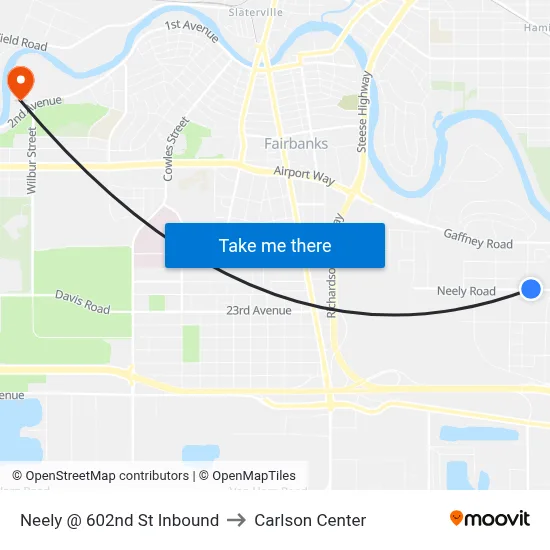Neely @ 602nd St Inbound to Carlson Center map