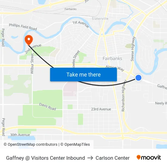 Gaffney @ Visitors Center Inbound to Carlson Center map