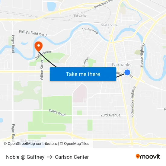 Noble @ Gaffney to Carlson Center map