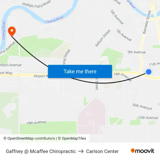 Gaffney @ Mcaffee Chiropractic to Carlson Center map
