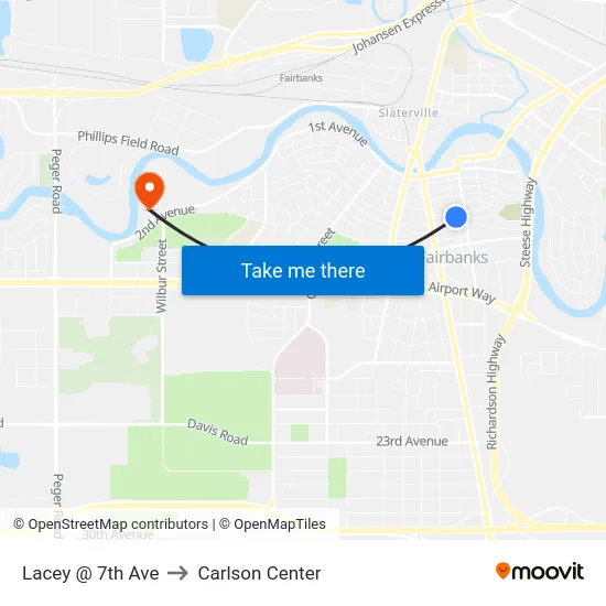 Lacey @ 7th Ave to Carlson Center map